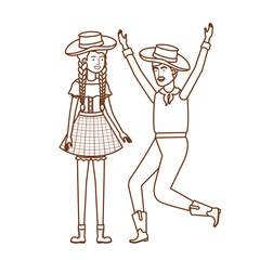 farmers couple dancing with straw hat