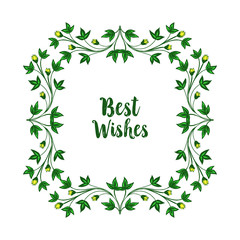 Obraz premium Vector illustration shape leaf wreath frame with banner of best wishes