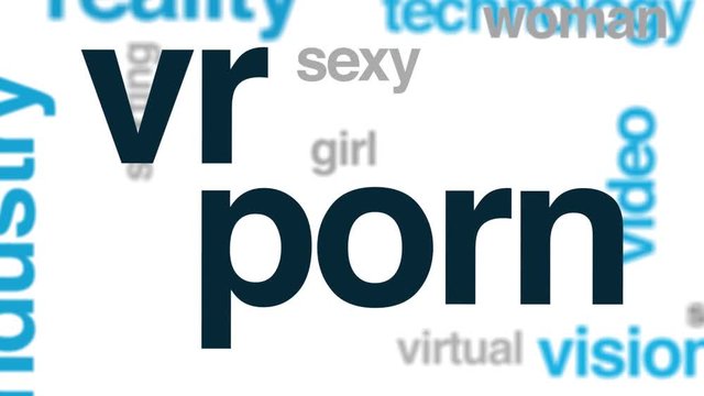 VR porn animated word cloud. Kinetic typography.
