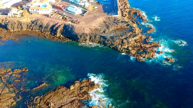 amazing aerial view of the sea of cotillo