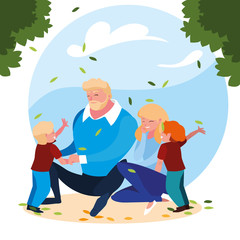 parents with children family in scene natural