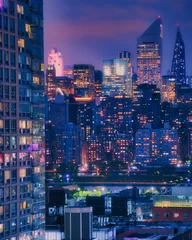 Abwaschbare Fototapete Nachtblau New York: Cybercity
