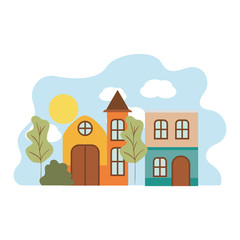 Obraz na płótnie Canvas neighborhood houses in landscape isolated icon