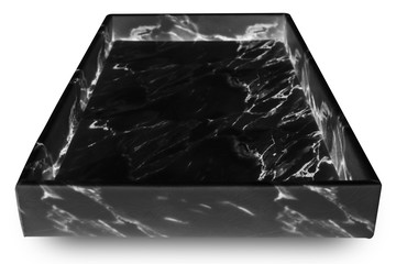 Black Marble plate isolated on white background.