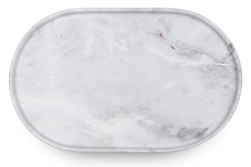 White marble plate isolated on white background.