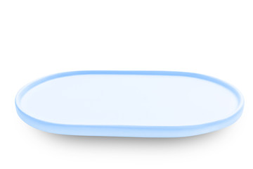 Blue plate isolated on white background.