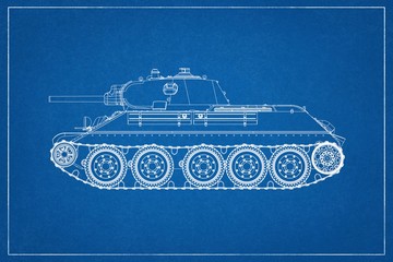  3d illustration of a World War II war tank.