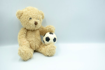 Bear soccer is holding football 