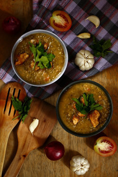 Freshly cooked or sauted monggo beans on a bowl