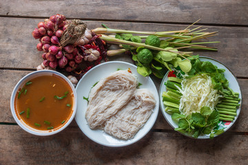 Thai traditional food, noodles, and cooking ingredients
