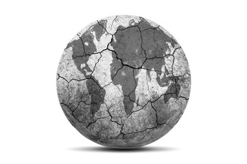 Cracked earth planet isolated on a white background. Elements of this image furnished by NASA 