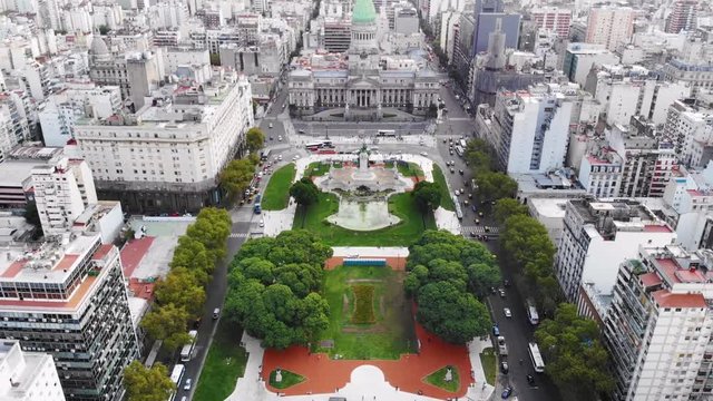 High aerial over Montevideo, capital of Uruguay, South America.