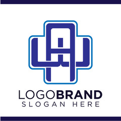 AW Initial Letter with Cross medical Logo vector