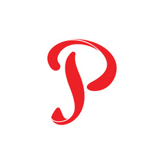 vector of letter p curves 3d flat design