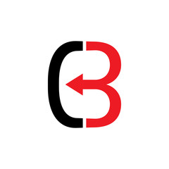 abstract letter cb curves line arrow simple logo vector