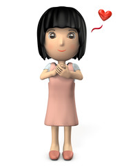 ワクワク期待するエプロン姿の若い女性