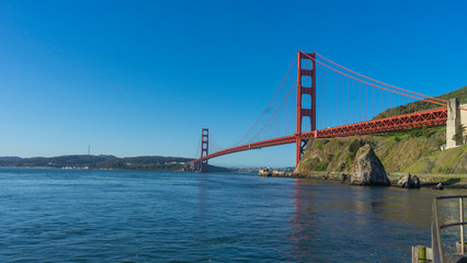 Golden Gate Bridge at morning light looking from Horseshoe Bay, San Francisco,USA