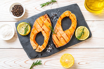 grilled salmon steak fillet