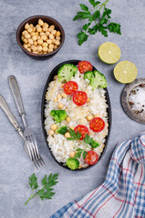 White fried rice with vegetables