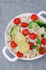 White fried rice with vegetables