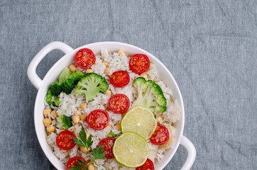 White fried rice with vegetables
