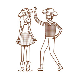 farmers couple dancing with straw hat