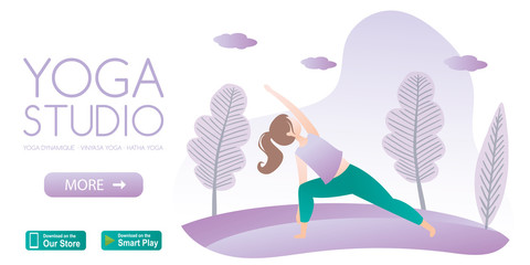 yoga studio application or banner template with button