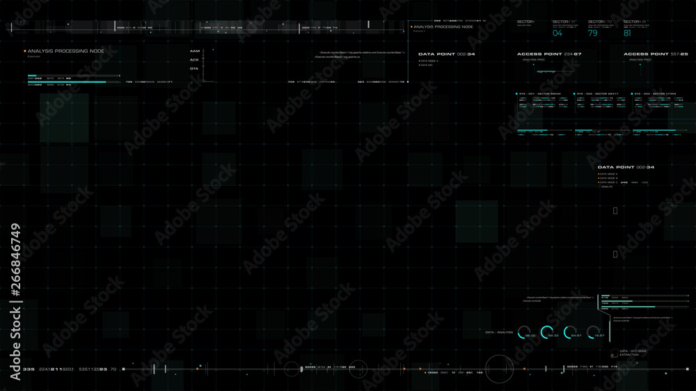 Aufkleber Futuristic motion graphic user interface head up display screen blank template with digital data telemetry information display for digital background graphic overlay