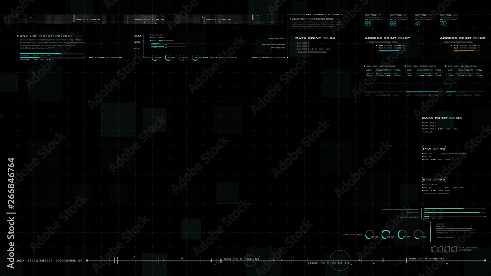 Leinwandbilder Futuristic motion graphic user interface head up display screen blank template with digital data telemetry information display for digital background graphic overlay