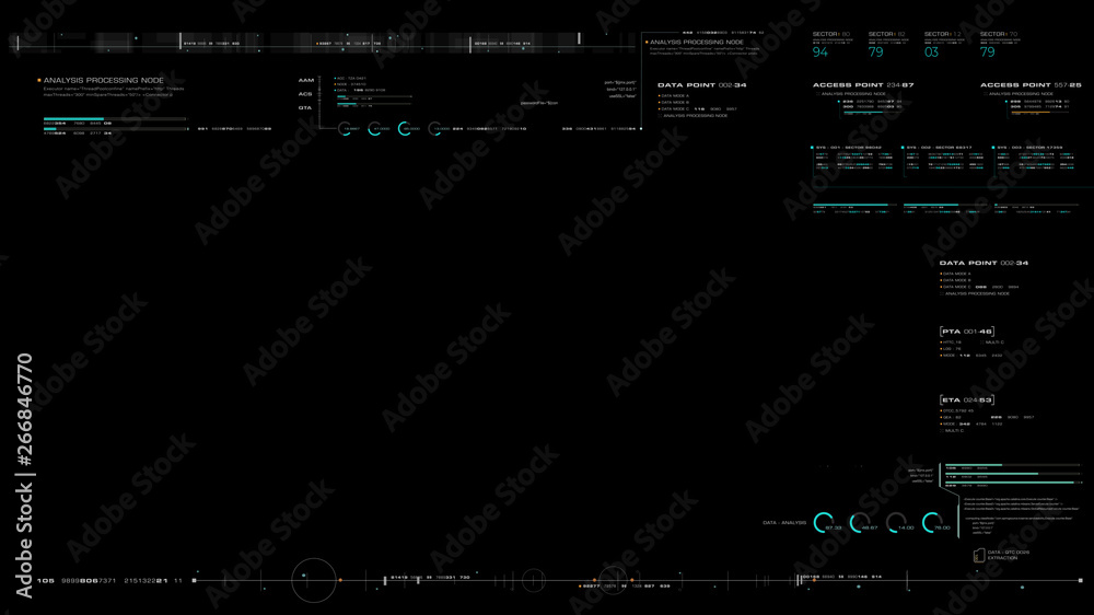 Aufkleber Futuristic motion graphic user interface head up display screen blank template with digital data telemetry information display for digital background graphic overlay