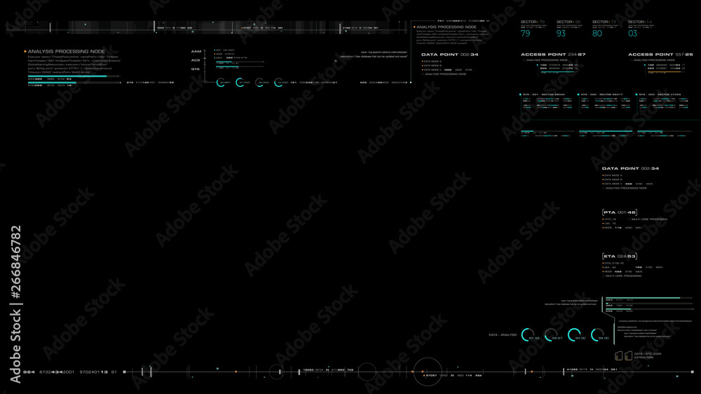 Aufkleber Futuristic motion graphic user interface head up display screen blank template with digital data telemetry information display for digital background graphic overlay