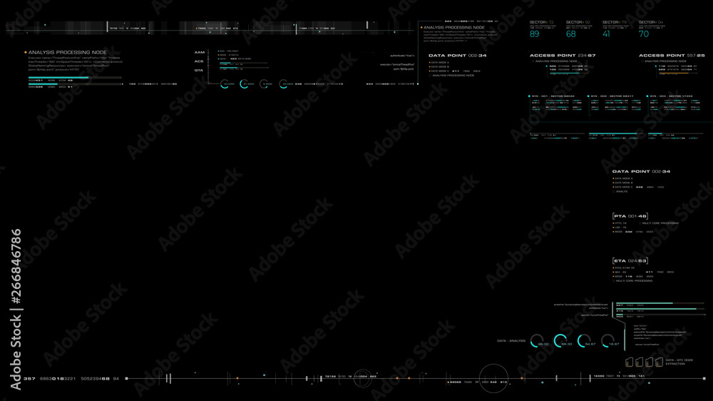 Aufkleber Futuristic motion graphic user interface head up display screen blank template with digital data telemetry information display for digital background graphic overlay
