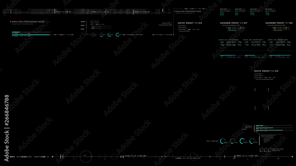 Poster Futuristic motion graphic user interface head up display screen blank template with digital data telemetry information display for digital background graphic overlay