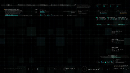 Futuristic motion graphic user interface head up display screen blank template with digital data telemetry information display for digital background graphic overlay