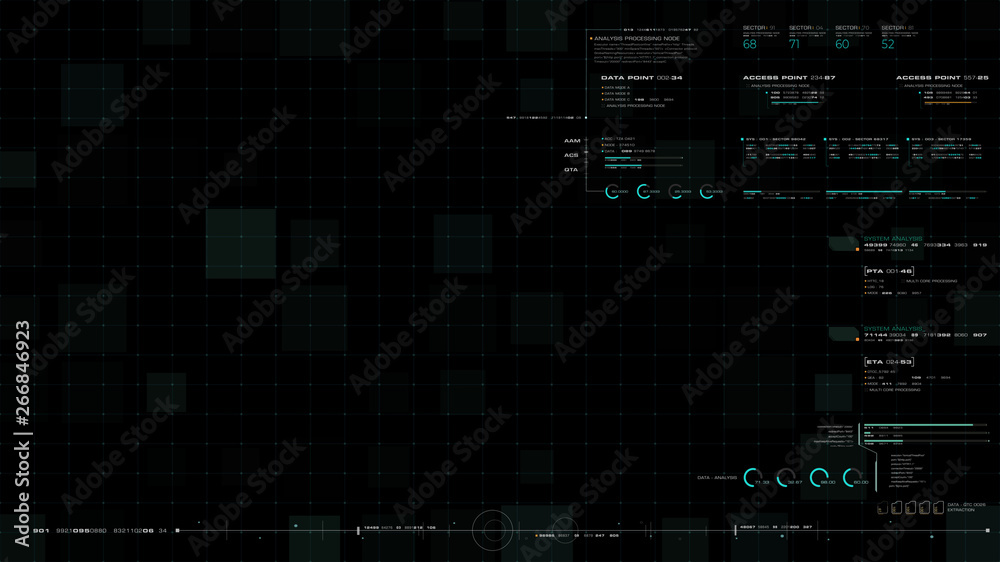 Aufkleber Futuristic motion graphic user interface head up display screen blank template with digital data telemetry information display for digital background graphic overlay