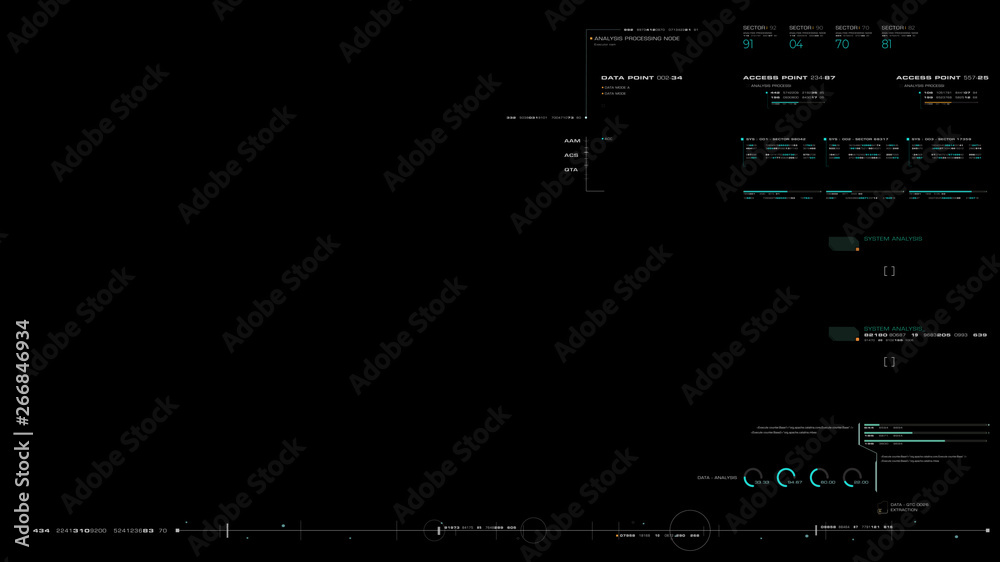 Poster Futuristic motion graphic user interface head up display screen blank template with digital data telemetry information display for digital background graphic overlay