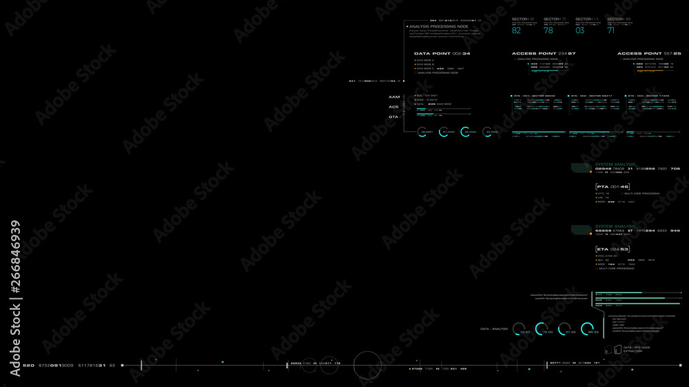Poster Futuristic motion graphic user interface head up display screen blank template with digital data telemetry information display for digital background graphic overlay