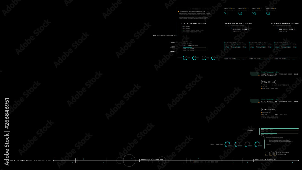 Aufkleber Futuristic motion graphic user interface head up display screen blank template with digital data telemetry information display for digital background graphic overlay
