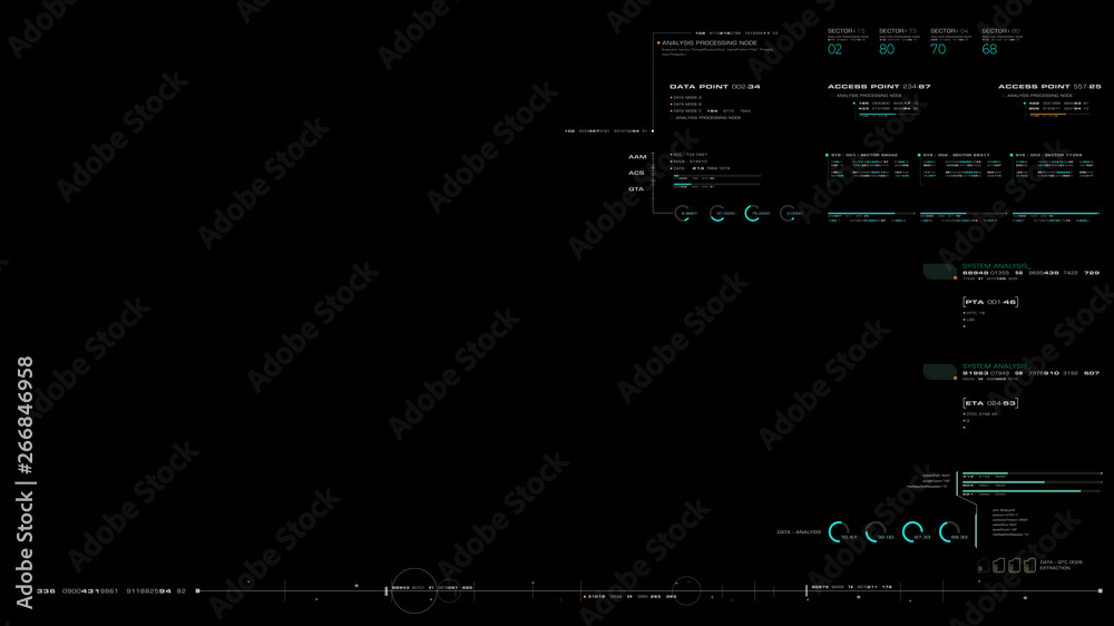 Poster Futuristic motion graphic user interface head up display screen blank template with digital data telemetry information display for digital background graphic overlay