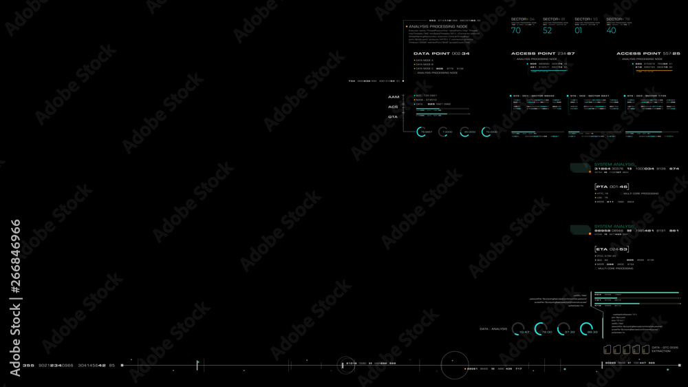 Poster Futuristic motion graphic user interface head up display screen blank template with digital data telemetry information display for digital background graphic overlay
