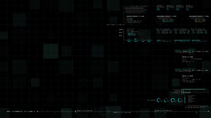 Futuristic motion graphic user interface head up display screen blank template with digital data telemetry information display for digital background graphic overlay