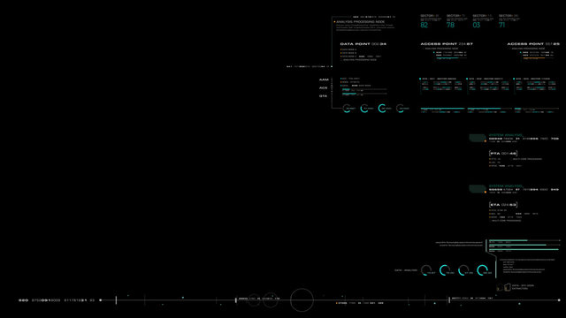 Futuristic motion graphic user interface head up display screen blank template with digital data telemetry information display for digital background graphic overlay