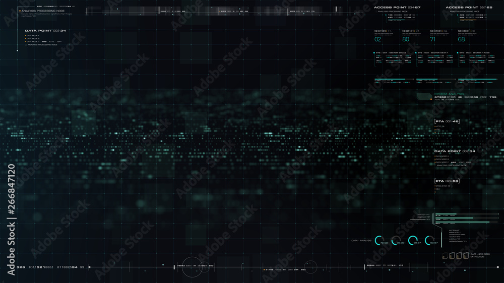 Poster Futuristic motion graphic user interface head up display screen blank template with digital data telemetry information display for digital background graphic overlay