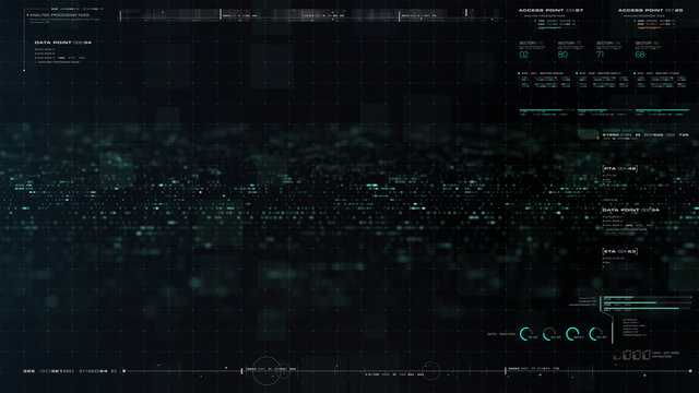 Futuristic Motion Graphic User Interface Head Up Display Screen Blank Template With Digital Data Telemetry Information Display For Digital Background Graphic Overlay