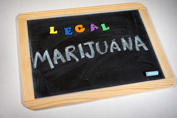 Fototapeta na wymiar Legal Marijuana message on chalkboard