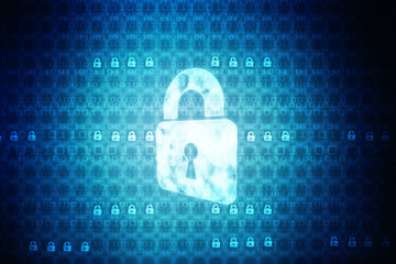 2d illustration Safety concept: Closed Padlock on digital background