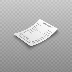 Shopping paper bill or financial receipt in vector illustration.