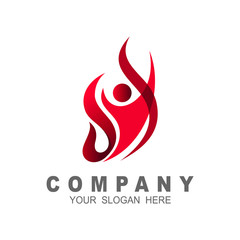 Fun and healthy people logo , line, human, and fire icon