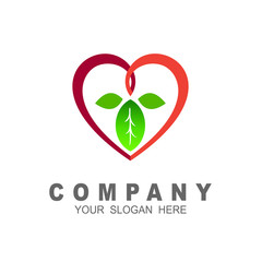 love logo , leaf icon and medical icon