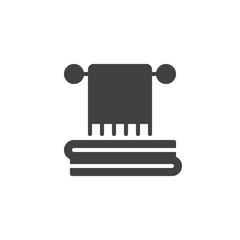 Towel hanger vector icon. filled flat sign for mobile concept and web design. Hanging towel and folded glyph icon. Symbol, logo illustration. Pixel perfect vector graphics